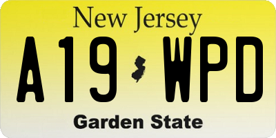 NJ license plate A19WPD