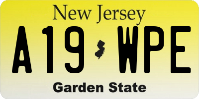 NJ license plate A19WPE
