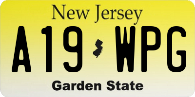 NJ license plate A19WPG