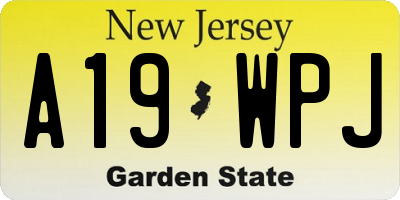 NJ license plate A19WPJ