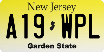 NJ license plate A19WPL