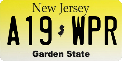 NJ license plate A19WPR