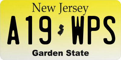 NJ license plate A19WPS