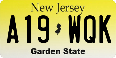 NJ license plate A19WQK