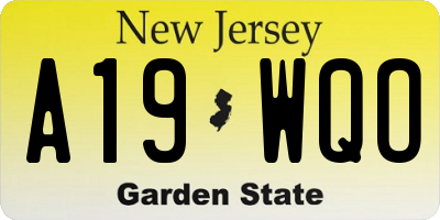 NJ license plate A19WQO