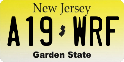 NJ license plate A19WRF