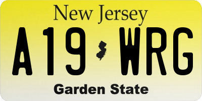 NJ license plate A19WRG