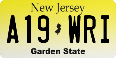 NJ license plate A19WRI
