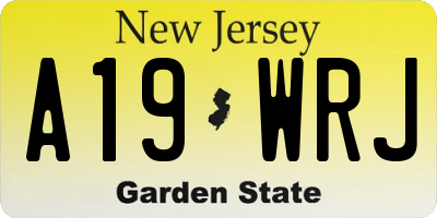 NJ license plate A19WRJ