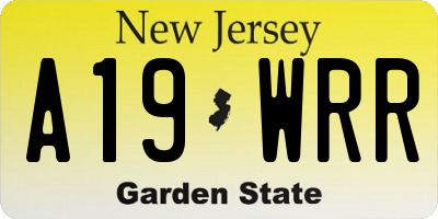 NJ license plate A19WRR