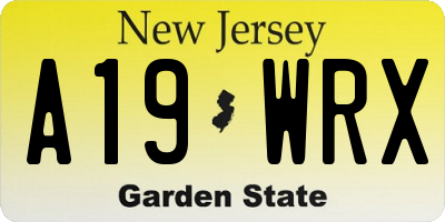 NJ license plate A19WRX