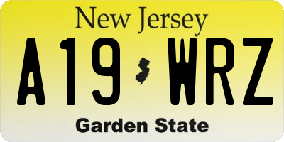 NJ license plate A19WRZ