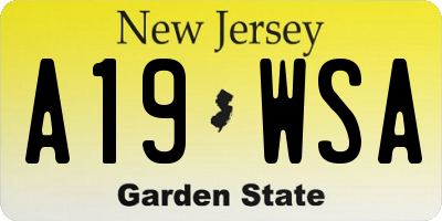 NJ license plate A19WSA