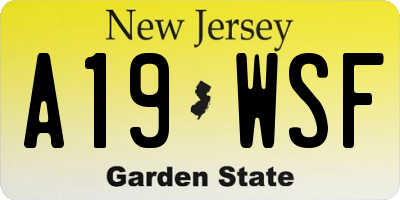 NJ license plate A19WSF