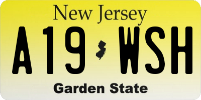 NJ license plate A19WSH