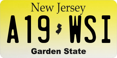 NJ license plate A19WSI