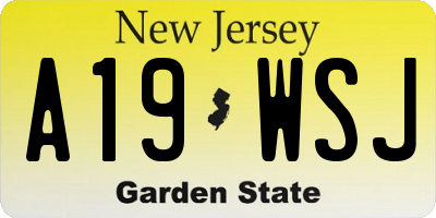 NJ license plate A19WSJ