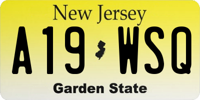 NJ license plate A19WSQ