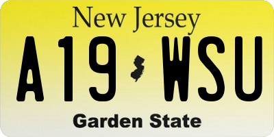 NJ license plate A19WSU