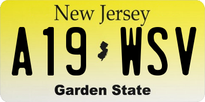 NJ license plate A19WSV
