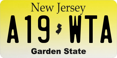 NJ license plate A19WTA
