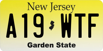 NJ license plate A19WTF