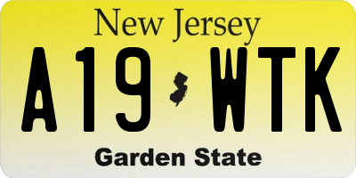 NJ license plate A19WTK