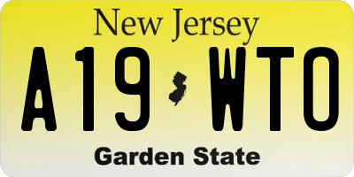 NJ license plate A19WTO