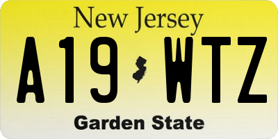 NJ license plate A19WTZ