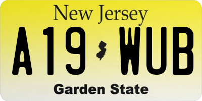 NJ license plate A19WUB