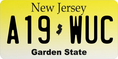 NJ license plate A19WUC
