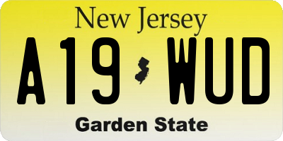NJ license plate A19WUD