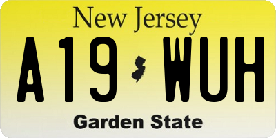 NJ license plate A19WUH