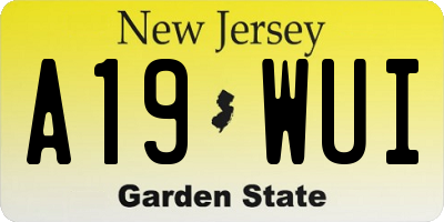 NJ license plate A19WUI