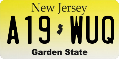 NJ license plate A19WUQ