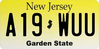 NJ license plate A19WUU