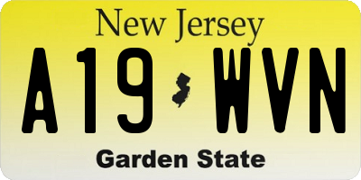 NJ license plate A19WVN