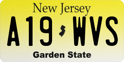 NJ license plate A19WVS