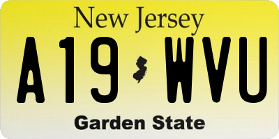 NJ license plate A19WVU