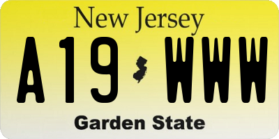 NJ license plate A19WWW