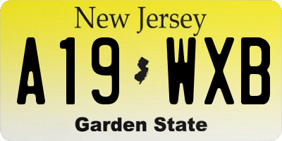 NJ license plate A19WXB