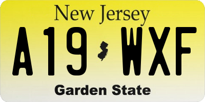 NJ license plate A19WXF