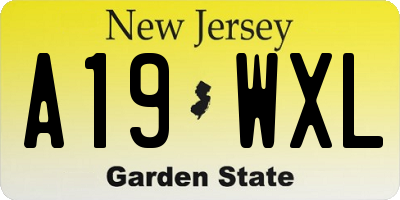 NJ license plate A19WXL