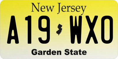 NJ license plate A19WXO