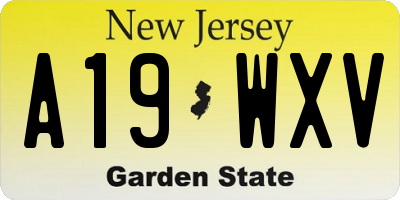 NJ license plate A19WXV