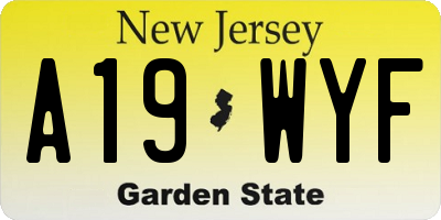 NJ license plate A19WYF