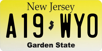 NJ license plate A19WYO