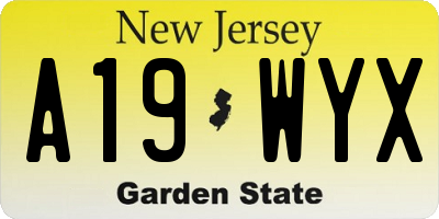 NJ license plate A19WYX