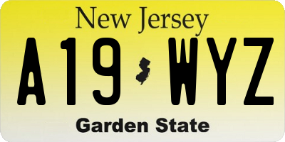 NJ license plate A19WYZ