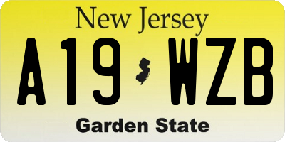 NJ license plate A19WZB